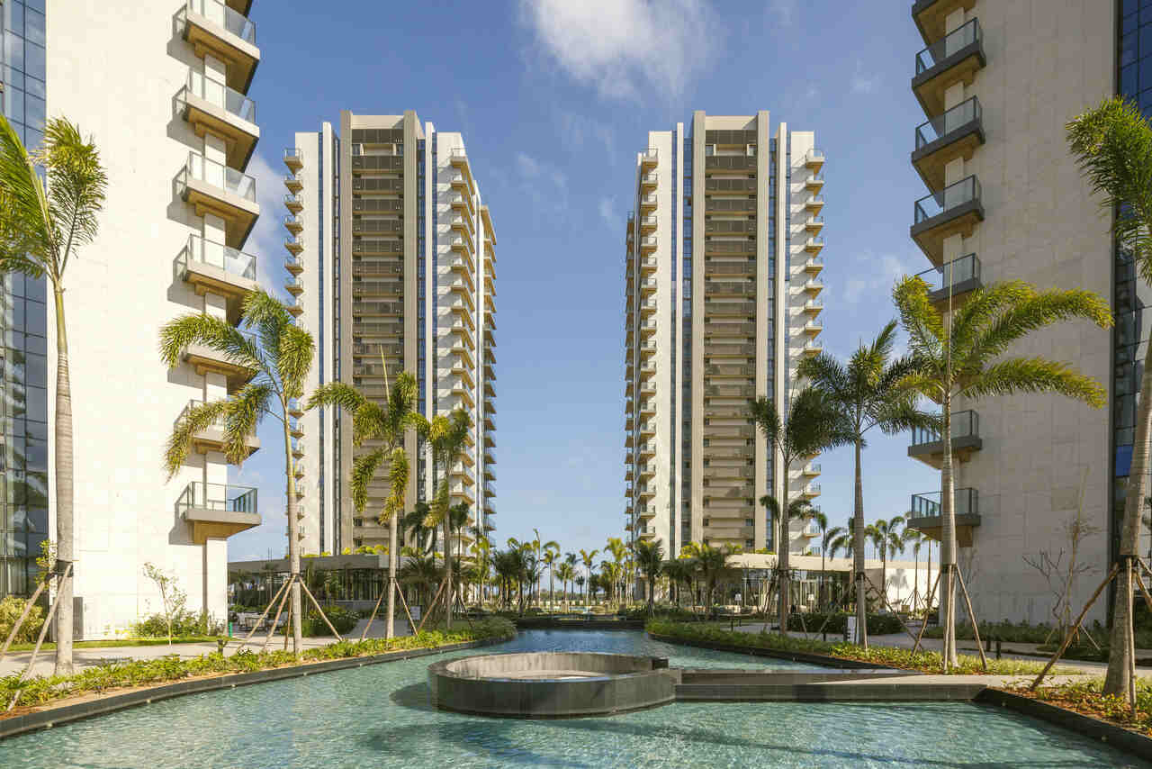 Espelho d’água com ilha do fogo Easy Resize com