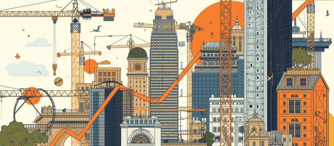 Criar imagem que ilustre a frase Custo da construção em São Paulo acumulou alta de % em () Easy Resize com