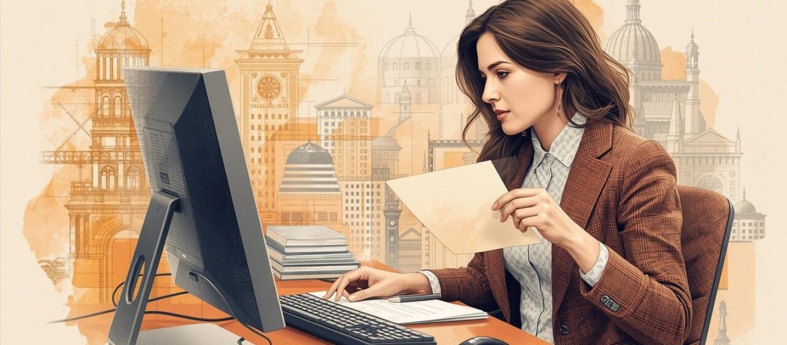 Crie uma imagem que ilustre a frase Crea SP disponibiliza Atestado de Capacidade Técnica para maior segurança jurídica Sugestão alguem sentado no computador emitindo atestado Easy Resize com